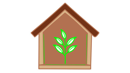 Wooden House with Green Plants