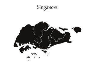 Singapore map black silhouette vector illustration