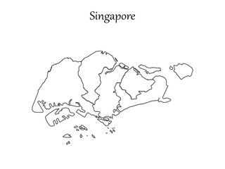 Singapore map outline vector illustration isolated