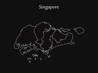 Singapore map outline vector illustration geography