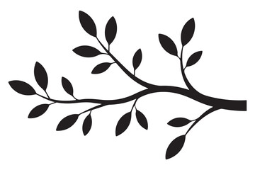 Nature plant branch silhouette icon with small leaves simple botanical illustration
