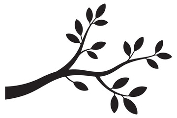 Nature plant branch silhouette icon with small leaves simple botanical illustration
