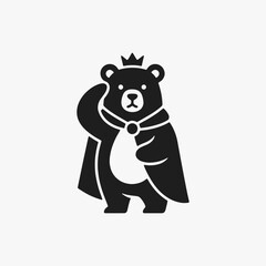 The flat design concept for the Bear Wild King logo focuses on simplicity, elegance, and ease of recognition. vector Sign for, Logos, mascot, Labels, and Icons.