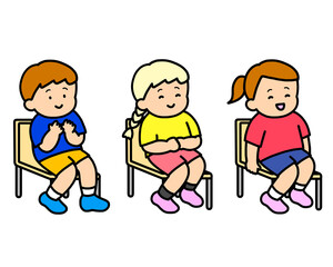 授業を聞く白人の子供たち　3人　挙手なし机なし