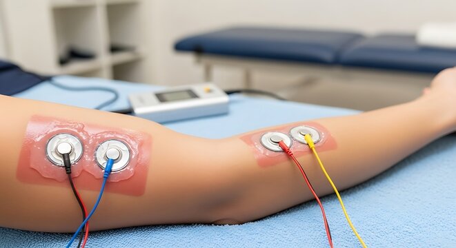 Electrodes attached to arm for medical treatment or testing