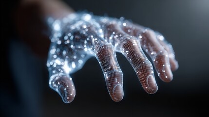 Digital Hand Reaching Out: A High-Tech Concept of Connectivity and Artificial Intelligence