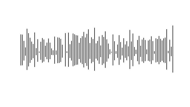 Audio sound wave animation on White Background. Music equalizer, audio waves.