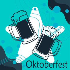 oktoberfest vector logo or label,beer festival design background ilustration.  