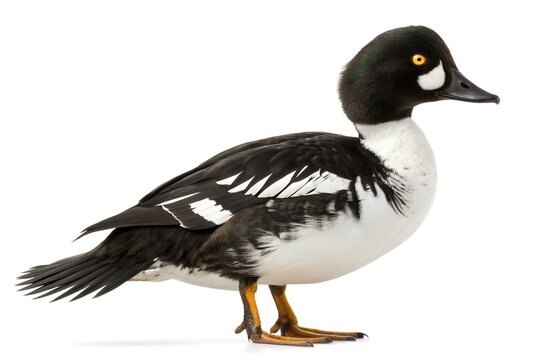 Barrow&rsquo;s Goldeneye Standing Isolated on White