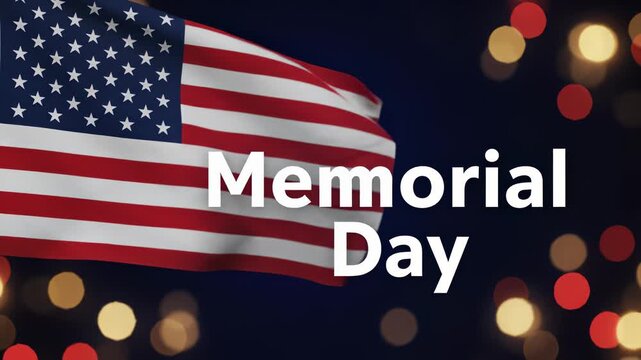 Memorial Day greeting card with american flag on bokeh background shows patriotic holiday this is a national celebration to honor fallen soldiers this is a great patriotic symbol