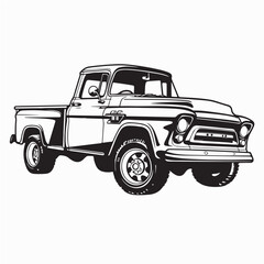 Classic Pickup Truck Vector Illustration Old Style Vintage Design