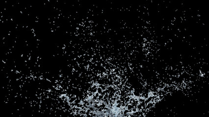 Isolated clean water splash on a black background designed for compositing, overlays, and creative visual projects.