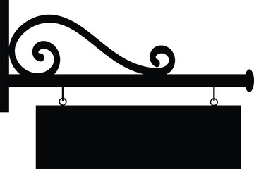 Classic Wrought Iron Hanging Sign Bracket Silhouette