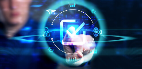 Standard quality control. Certification. Business, technology, internet and networking concept.