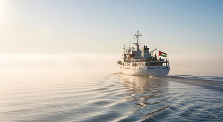 Palestinian Flag Flying High Over Calm Sea – Hope for Humanity