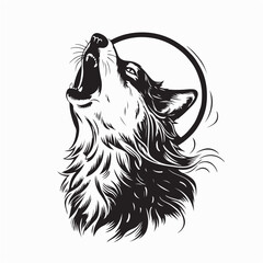 Howling Wolf Vector Illustration Wild Animal Silhouette Nature Scene