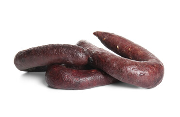 Delicious blood sausage isolated on white background