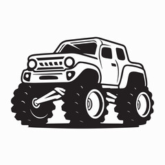 Cartoon Style Big Monster Truck Vector image isolated on white background