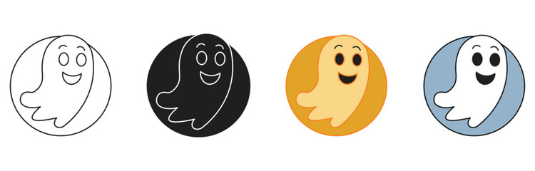 Simple cute Halloween ghost set. Halloween sheet ghost flat , vector illustration. 