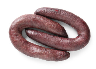 Delicious blood sausage isolated on white background