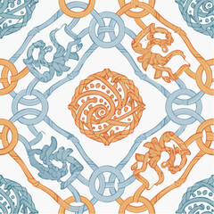 A seamless Celtic animal knot pattern featuring intertwined creatures. Ideal for historical prints, fantasy projects, and tattoo-style art.