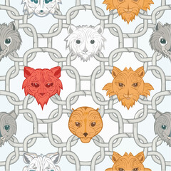 A seamless Celtic animal knot pattern featuring intertwined creatures. Ideal for historical prints, fantasy projects, and tattoo-style art.