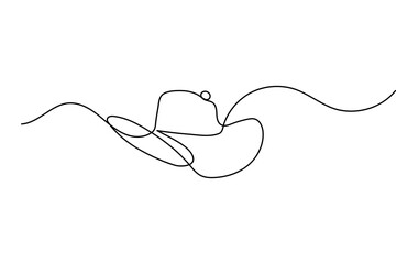 Cowboy hat minimal one line art elegant outline continuous drawing vector illustration
