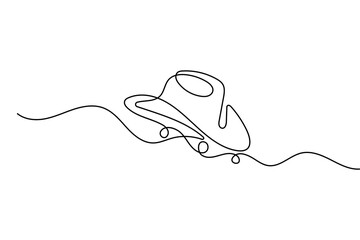 One line cowboy hat drawing minimal outline art isolated vector illustration
