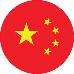 China Flag Icon Vector Circular Red and Yellow Stars National Symbol

