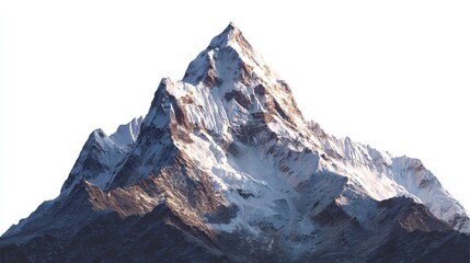 Majestic Mountain Peak Dominated By Ice and Snow, Bathed in Golden Light Above the Valley.
