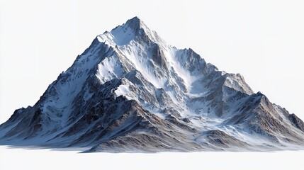Majestic Snowy Mountain Peak: A Stunning Winter Landscape Against a Clean White Background
