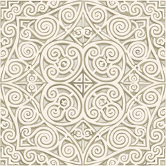 A seamless Celtic stone carving pattern featuring engraved spirals and knots. Perfect for historic, cultural, or fantasy-inspired projects.
