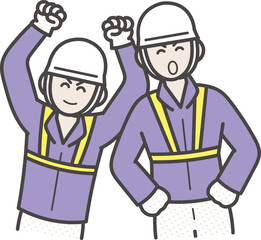 若く元気な土木技師の男性二人のイラスト