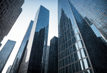 Illustration Reflective skyscrapers, business office buildings