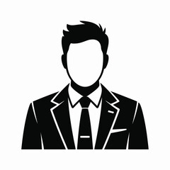 Professional silhouette vector illustration of a successful businessman in a suit and tie