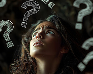 Young Woman Contemplating Questions