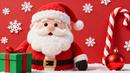 Felt Santa with Gifts and Snowflakes