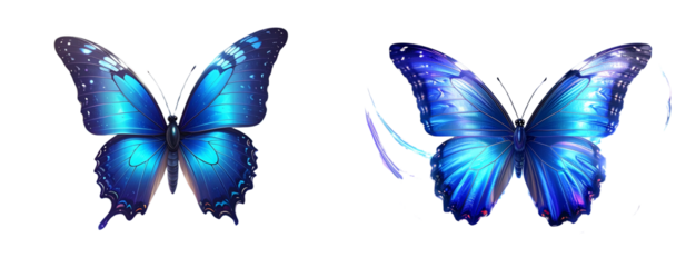 Elegant Blue Butterfly with Abstract Light Trails, Dynamic Motion, Transparent PNG