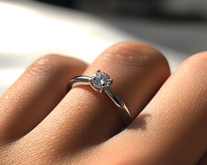 Elegant Diamond Ring On Finger