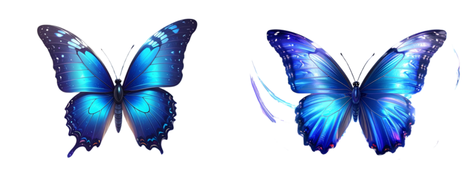 Elegant Blue Butterfly with Abstract Light Trails, Dynamic Motion, Transparent PNG