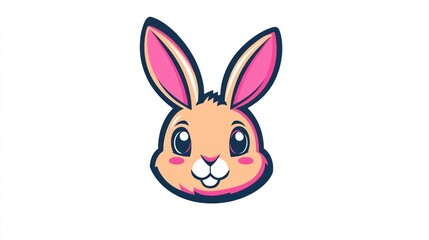 Obraz premium Cute cartoon bunny head, white background, mascot design