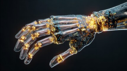 Abstract Technology Concept: Glowing Circuit Board with Interconnected Components on Dark Background Design.