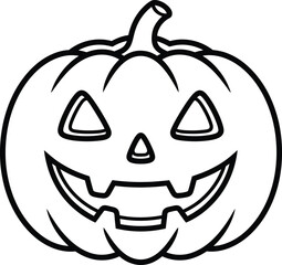pumpkin halloween Vector illustration of a smile outline or line pumpkin in a brush-style, isolated on a transparent PNG background