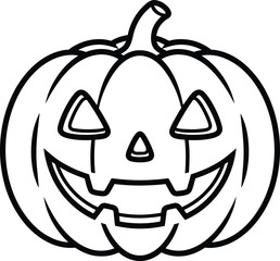 pumpkin halloween Vector illustration of a smile outline pumpkin in a brush-style, isolated on a transparent PNG background