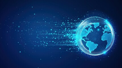 Obraz premium Digital Earth with Data Stream