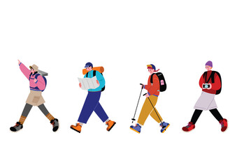 登山を楽しむ男女