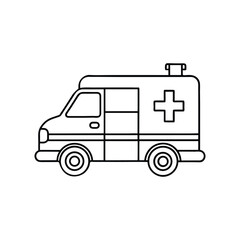 Fototapeta premium Ambulance line art in a white background. silhouette of a Ambulance vector. 