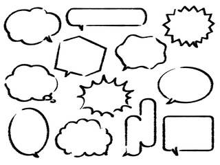 シンプルな吹き出しセット・筆描き風