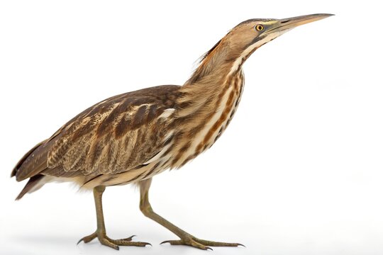 American Bittern Standing Isolated on White