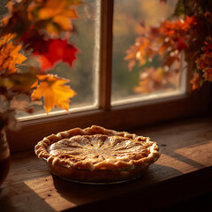apple pie on a wooden board